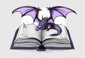 an open book. a small flying dragon. One pawn chess piece. a cluster of ‘lavender flowers’ under book tattoo idea