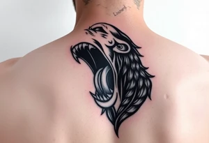 powerful man in an climbing out of his own mouth tattoo idea
