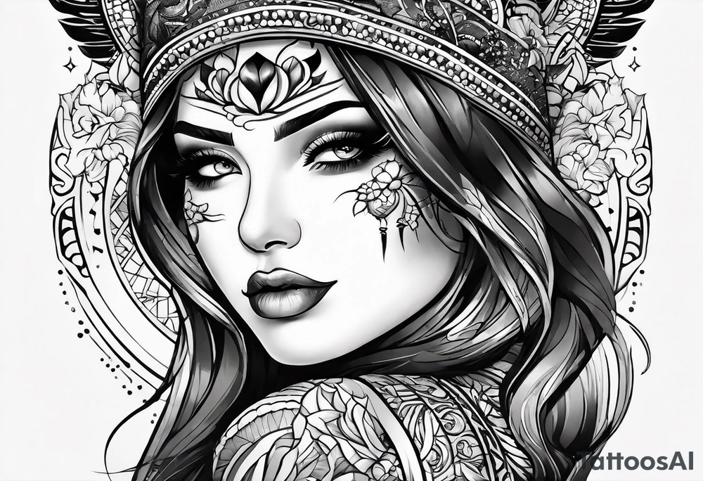 маска они с цветами tattoo idea