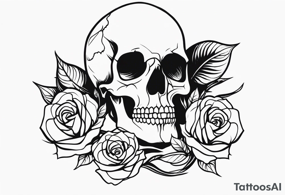 skull and roses tattoo idea