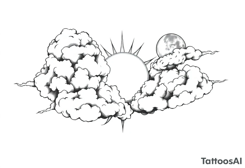 The clouds, the sun, and the moon tattoo idea