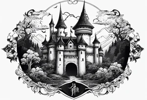ghotic castle tattoo idea