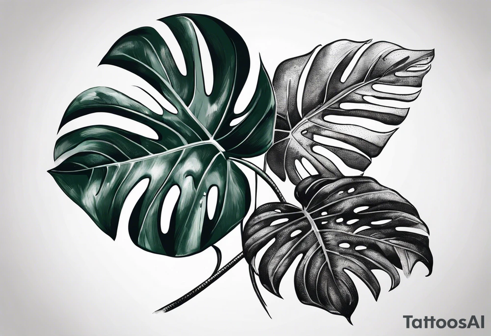 Monstera with snake hide in it tattoo idea