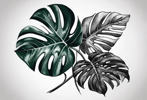 Monstera with snake hide in it tattoo idea