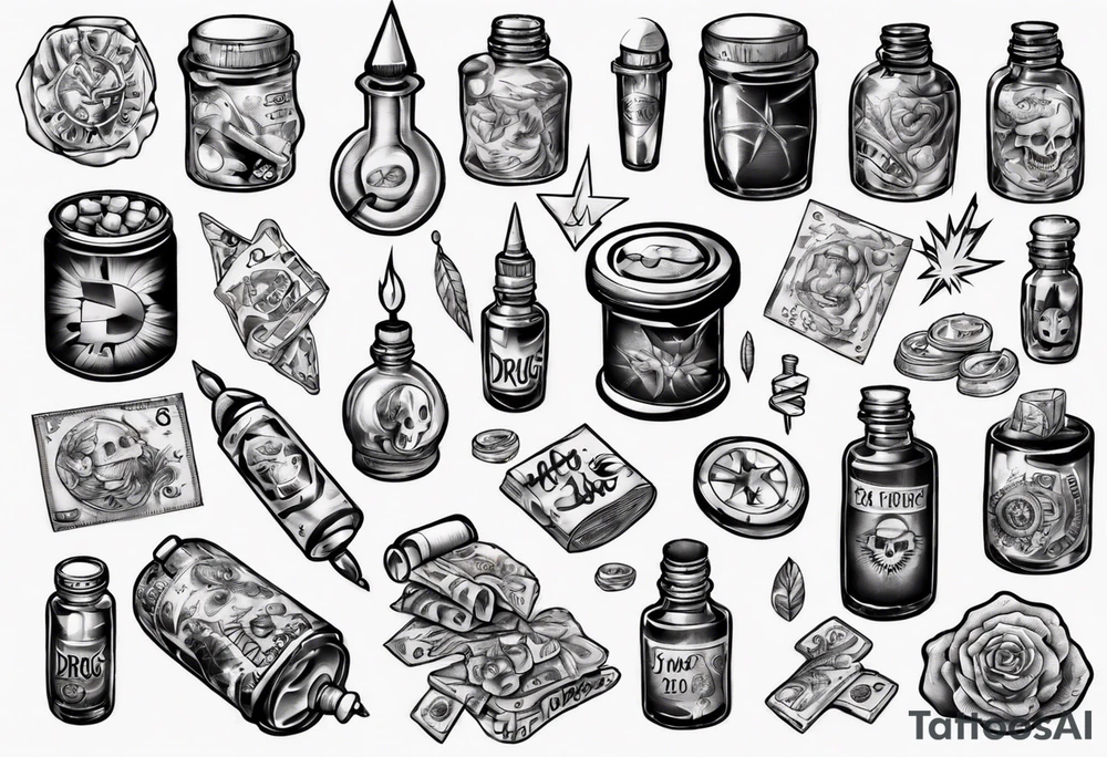 drugs and money tattoo idea