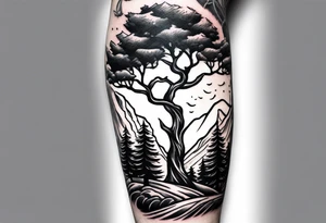Tree mountain van climbing tattoo idea