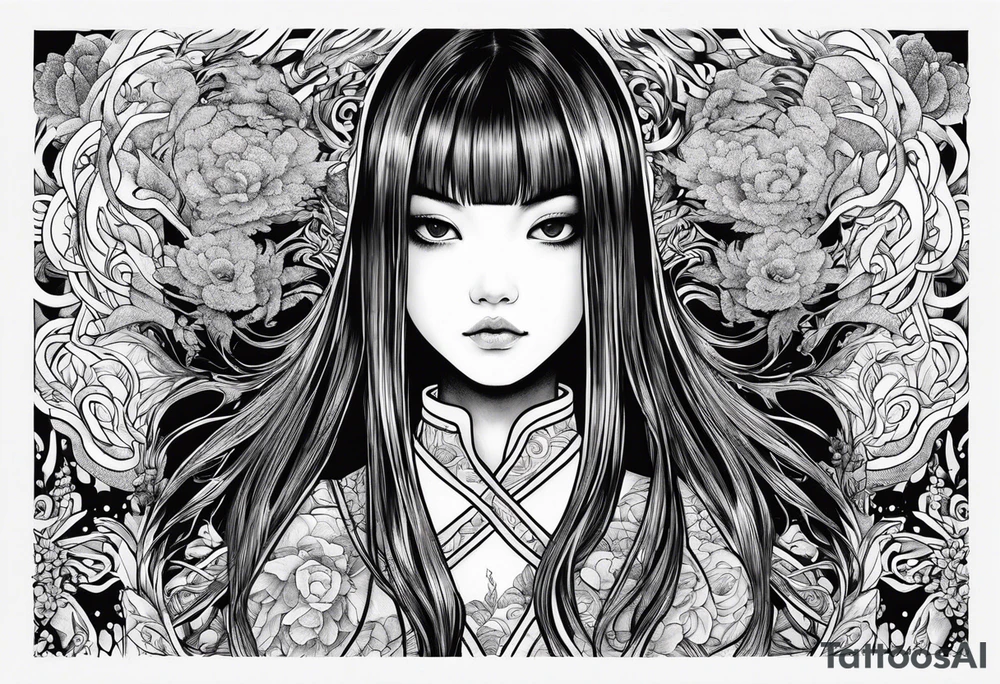 Tomie junji ito manga style tattoo idea