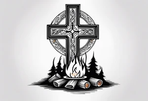 christian 
cross and campfire tattoo idea