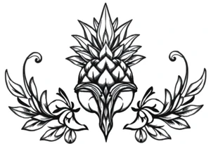 Majestic ,crown pineapple top vagina and anus tattoo idea