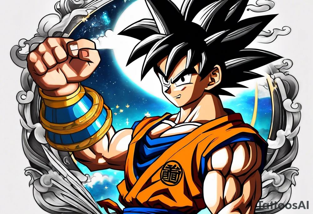 Tattoo on arm with goku with wings tattoo idea