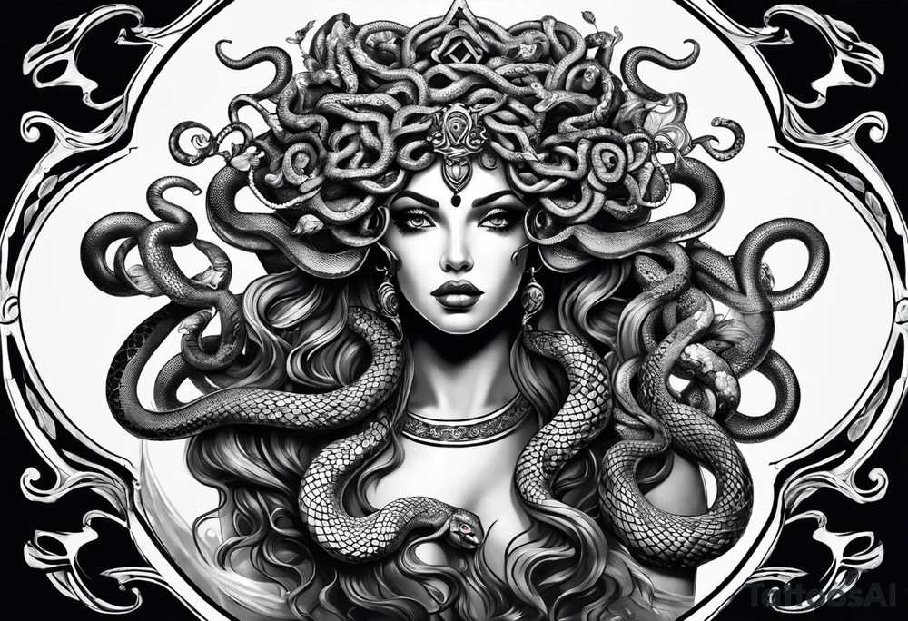 beautiful but mysterious medusa with the snakes clearly showing tattoo idea