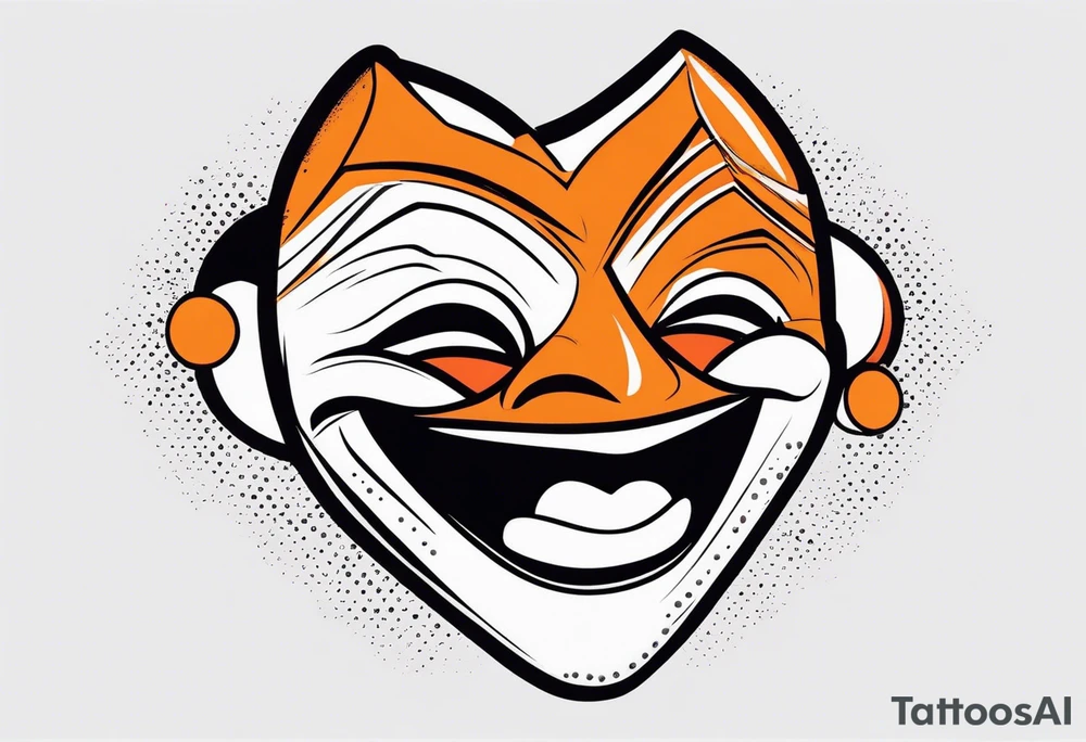 Laughing mask that is orange and black simplistic tattoo idea
