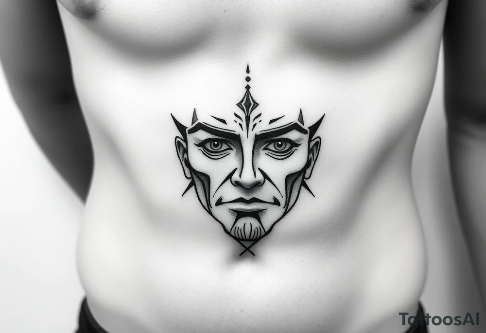 Face on stomach tattoo idea