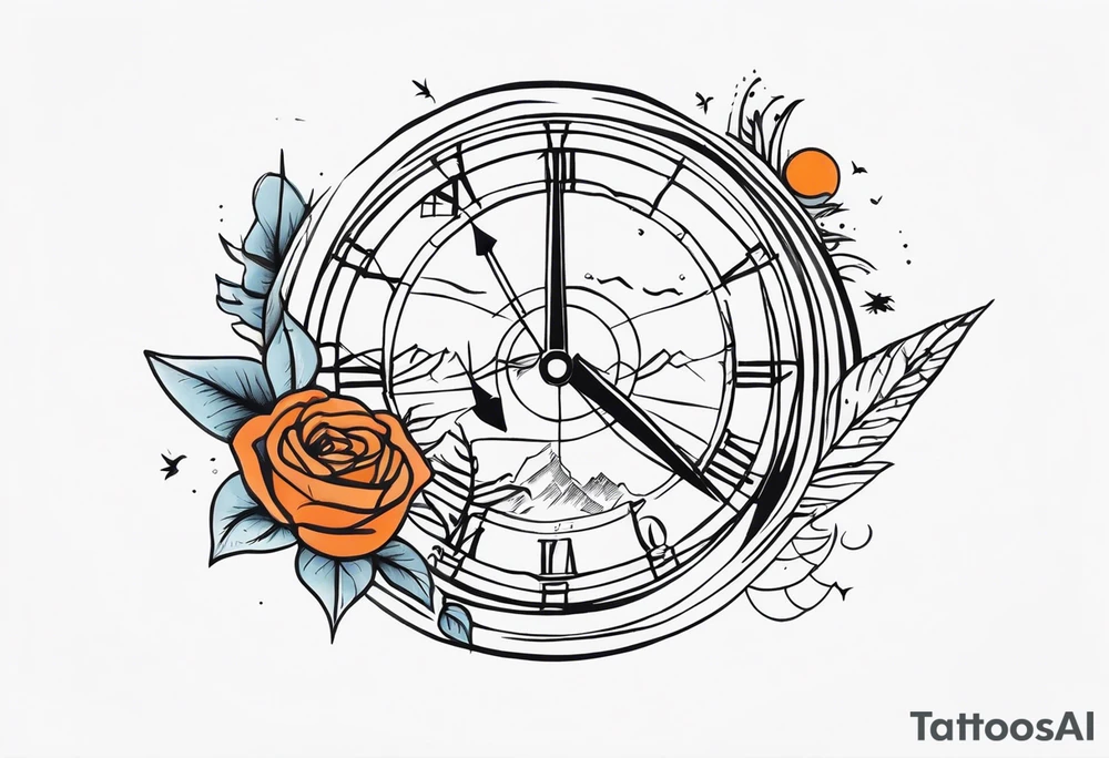 Very Simple tattoo combining elements of time, travel, and direction. It should take only an hour to finish. tattoo idea