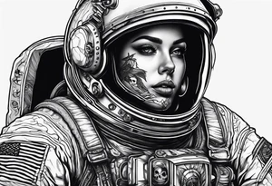 astronaut with a skelletal face tattoo idea
