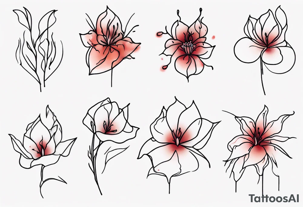 bleeding flower, one line tattoo idea