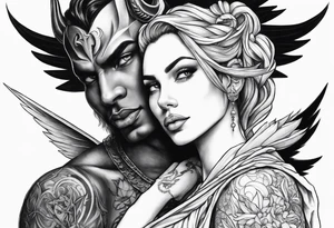 Devil on one shoulder, angel on the other shoulder tattoo idea