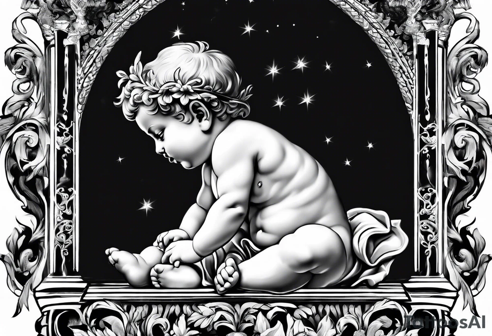 one putti praying tattoo idea