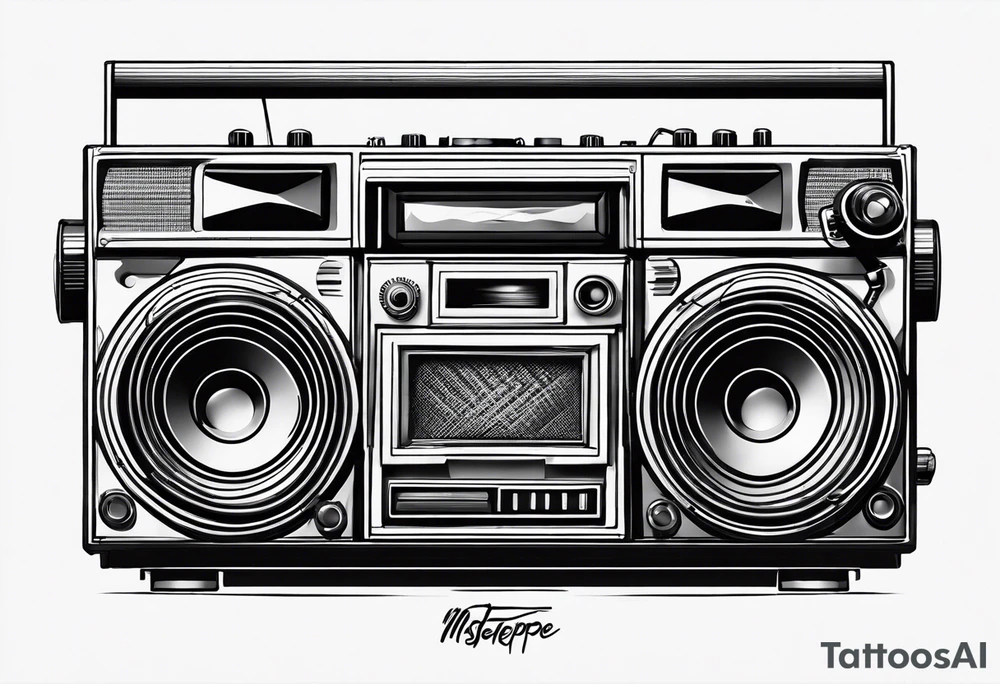 A boombox in fineline very minimalistic tattoo idea