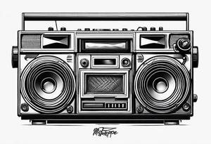 A boombox in fineline very minimalistic tattoo idea