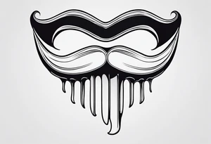 a simple outline of a tooth, white and shiny, with a monocle and mustache tattoo idea