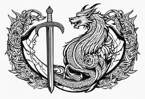 Viking sword Valhalla shield dragon tattoo idea
