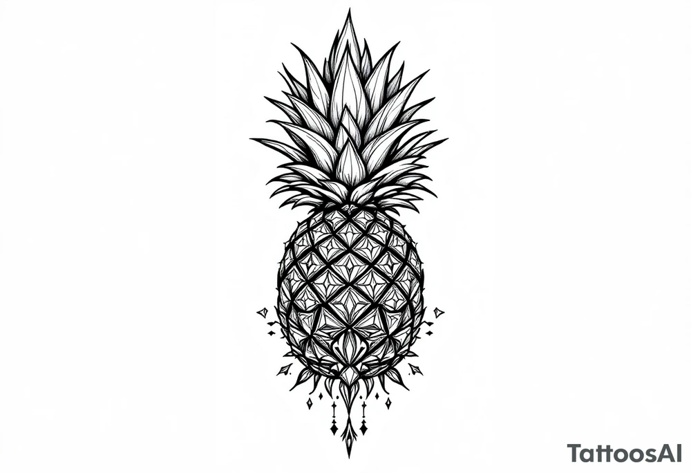 Majestic crown pineapple vagina anus diamonds tattoo idea