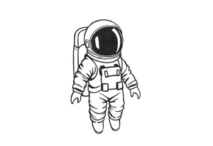 A silhouette stencil style drawing of a cute astronaut tattoo idea