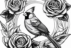 Masculine, cardinal, two roses, realistic, upper arm tattoo idea