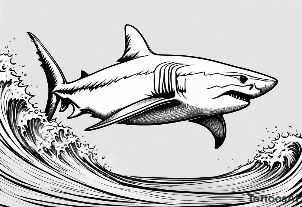 Great white shark outline but grunge tattoo idea