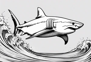 Great white shark outline but grunge tattoo idea
