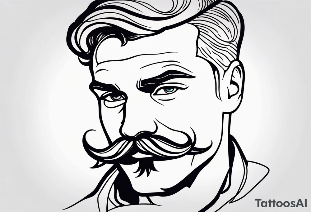 traditional tattoo of man with mustash tattoo idea