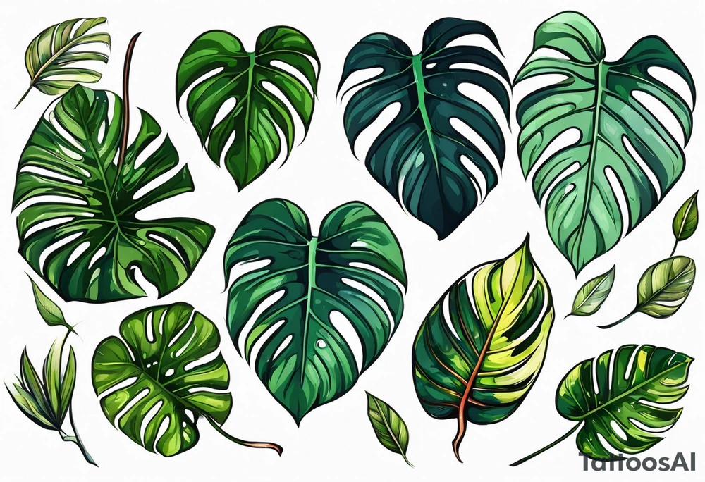 monstera leaf tattoo idea