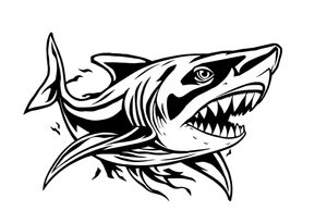 Masculine strong shark flowing tattoo idea