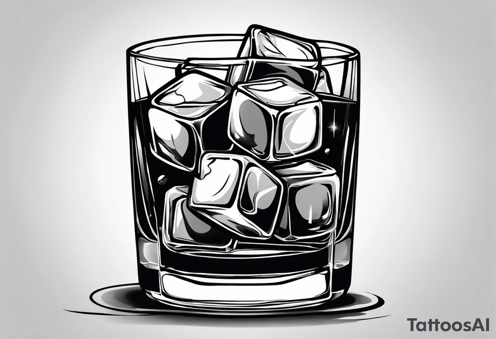 glass of whiskey but the ice cube is spooky tattoo idea