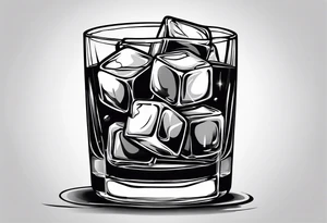glass of whiskey but the ice cube is spooky tattoo idea