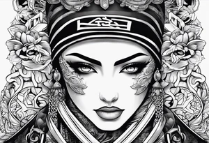 the letters A R in the middle of a ninja headband tattoo idea