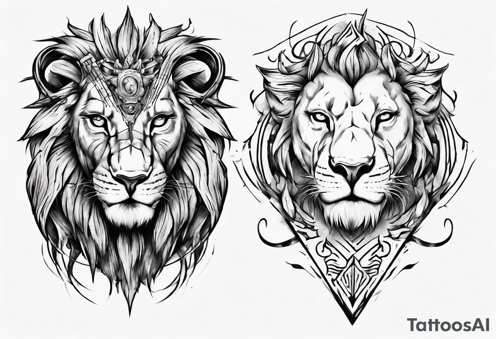 half lion face half human tattoo idea