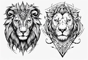 half lion face half human tattoo idea