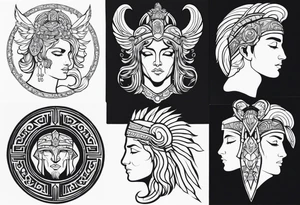 make a roman mythology themed tattoo with a dark theme tattoo idea