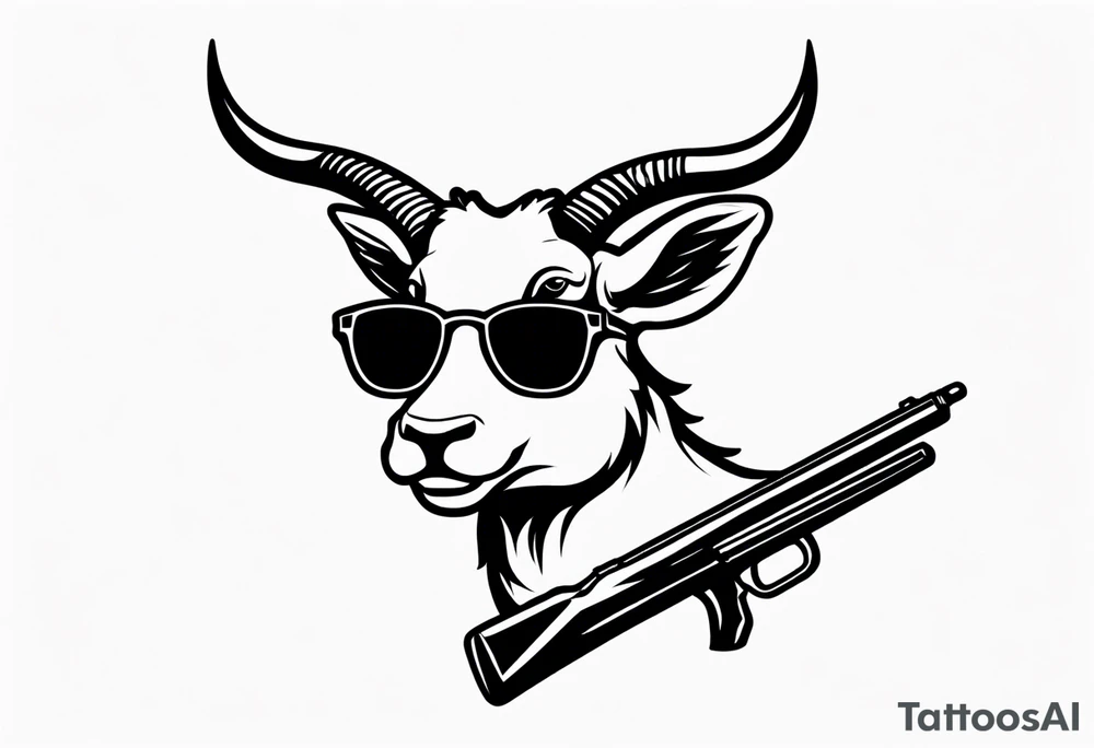 capricorn with sunglasses and shotgun tattoo idea
