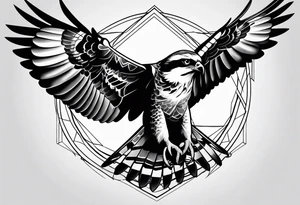 Geometric osprey in flight tattoo idea