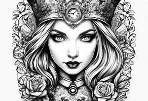 Alice in wonderland, Alice solo facing the viewer tattoo idea