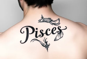 From the word “Pisces” around the word female characteristics of the zodiac girly tattoo idea