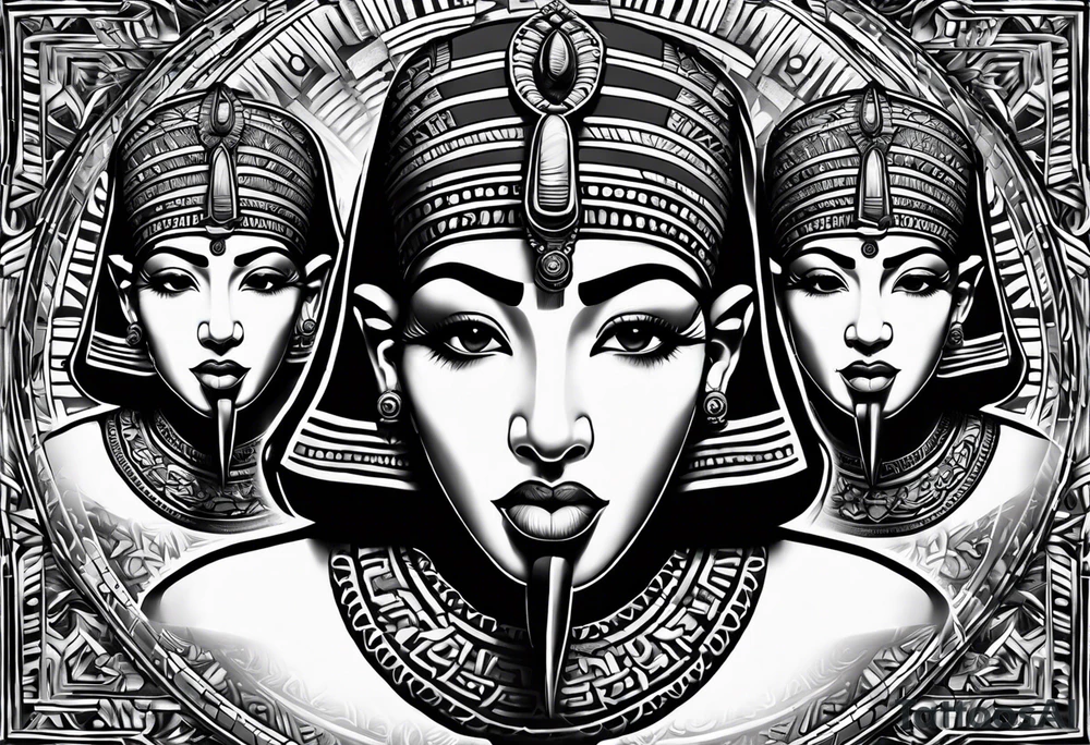 hear no evil, see no evil, speak no evil egyptian
eyes covered, ears covered, mouth covered tattoo idea