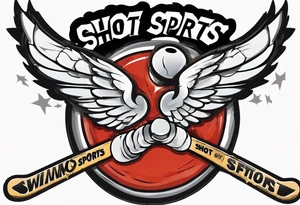 hockey puck with wings that says "SHOT SPORTS" tattoo idea