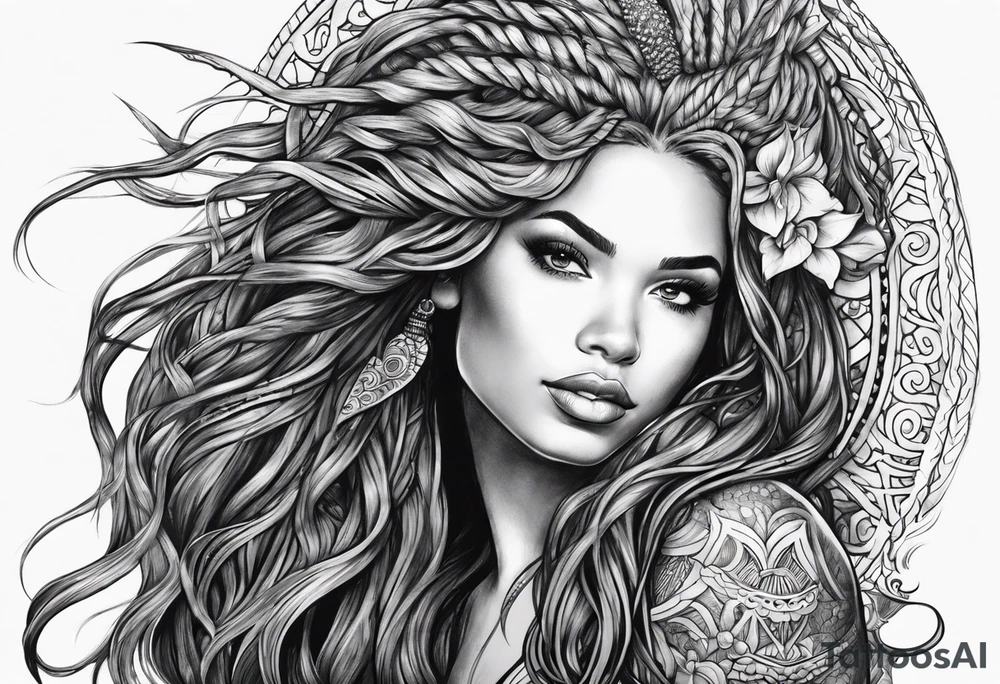 Mermaid dreadlocks tattoo idea