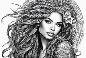 Mermaid dreadlocks tattoo idea