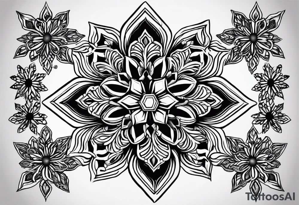 Even honeycomb pattern containing snowflakes tattoo idea