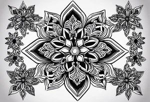 Even honeycomb pattern containing snowflakes tattoo idea